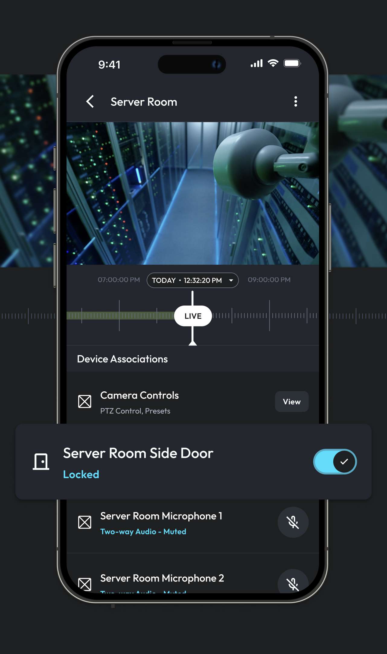 Easily access device associations & quickly find video using an intuitive search timeline